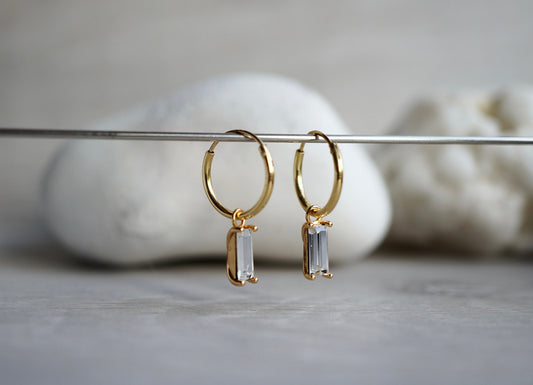 Gold Crystal Hoop Earrings * Boho earrings *  Golden hoop * Feminine jewellery