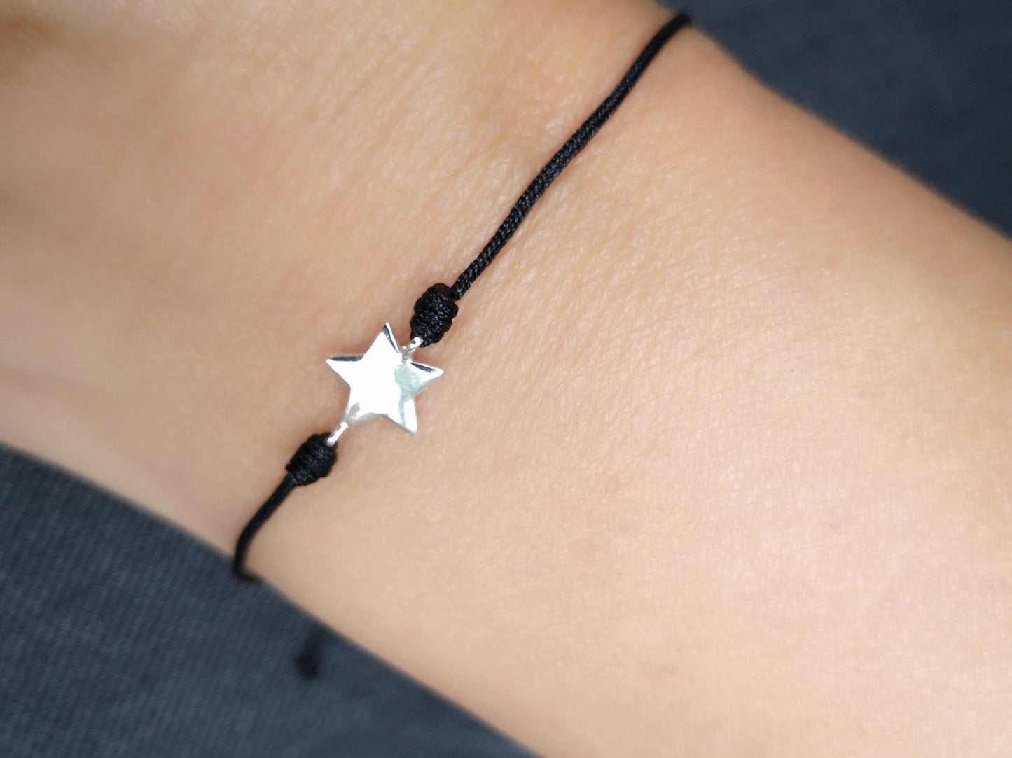 Star Sterling Silver Dainty Cord Bracelet* Feminine* Layered Bracelet* Gift for her