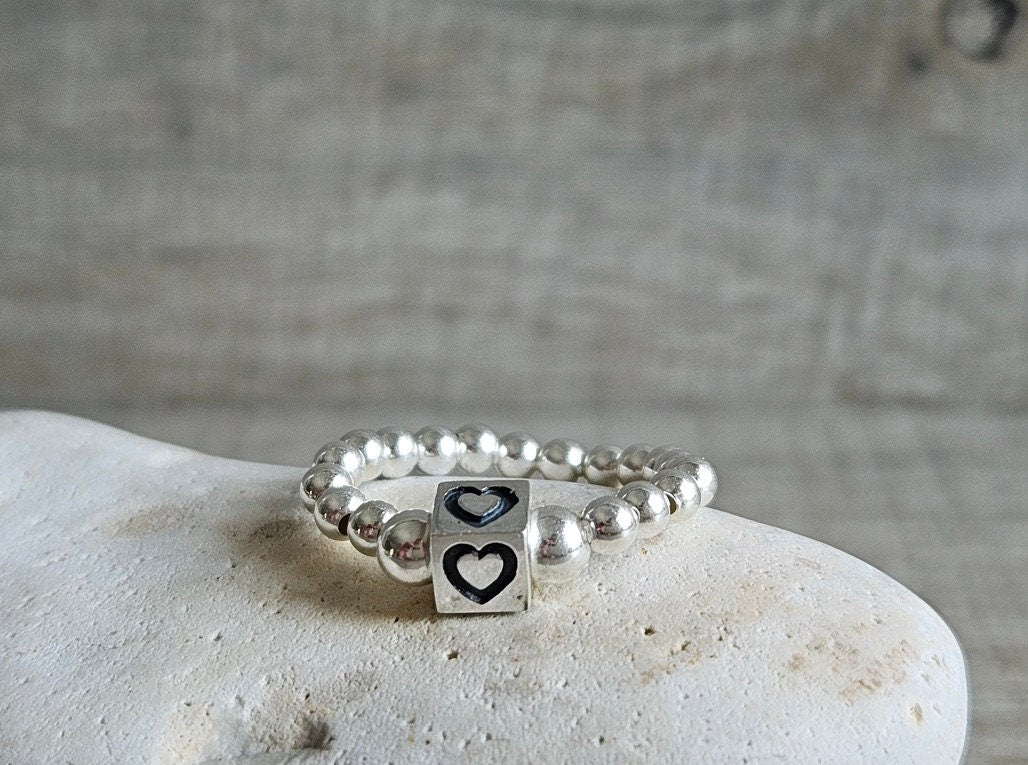 Sterling Silver Initial Cube Ring*  Initial Ring * Letter ring