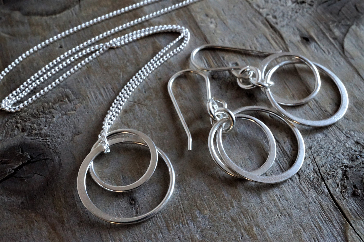 Double Link Eternity Sterling Silver Necklace * Gift for her * Feminine* Eternity Jewelry