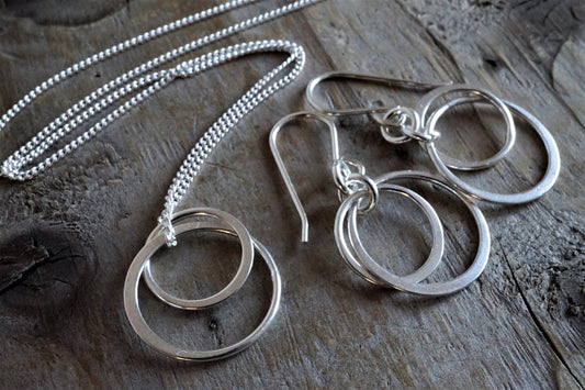 Double Link Eternity Sterling Silver Necklace * Gift for her * Feminine* Eternity Jewelry