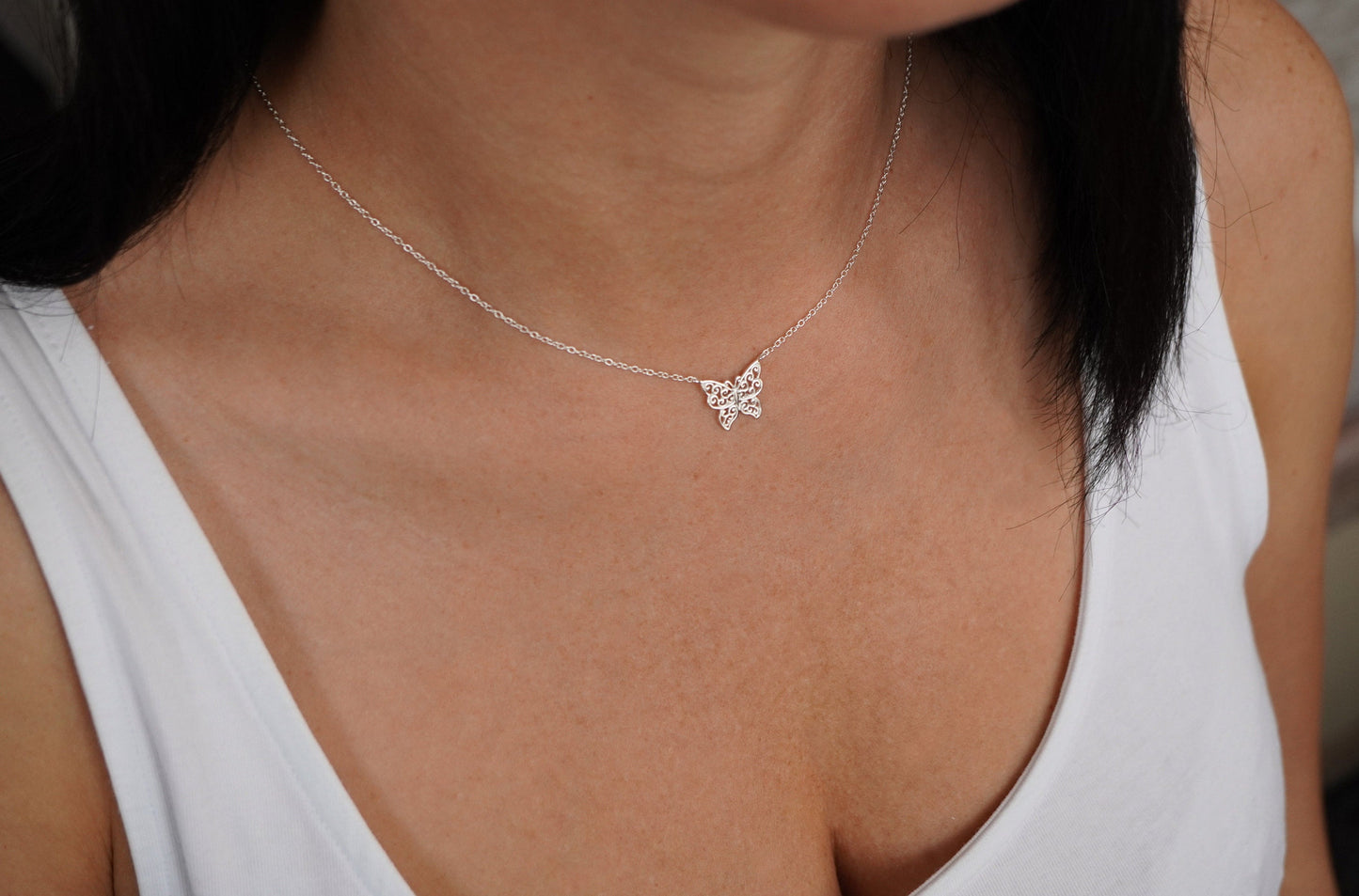 Butterfly Sterling Silver Delicate Necklace * Butterfly jewellery * Silver butterfly