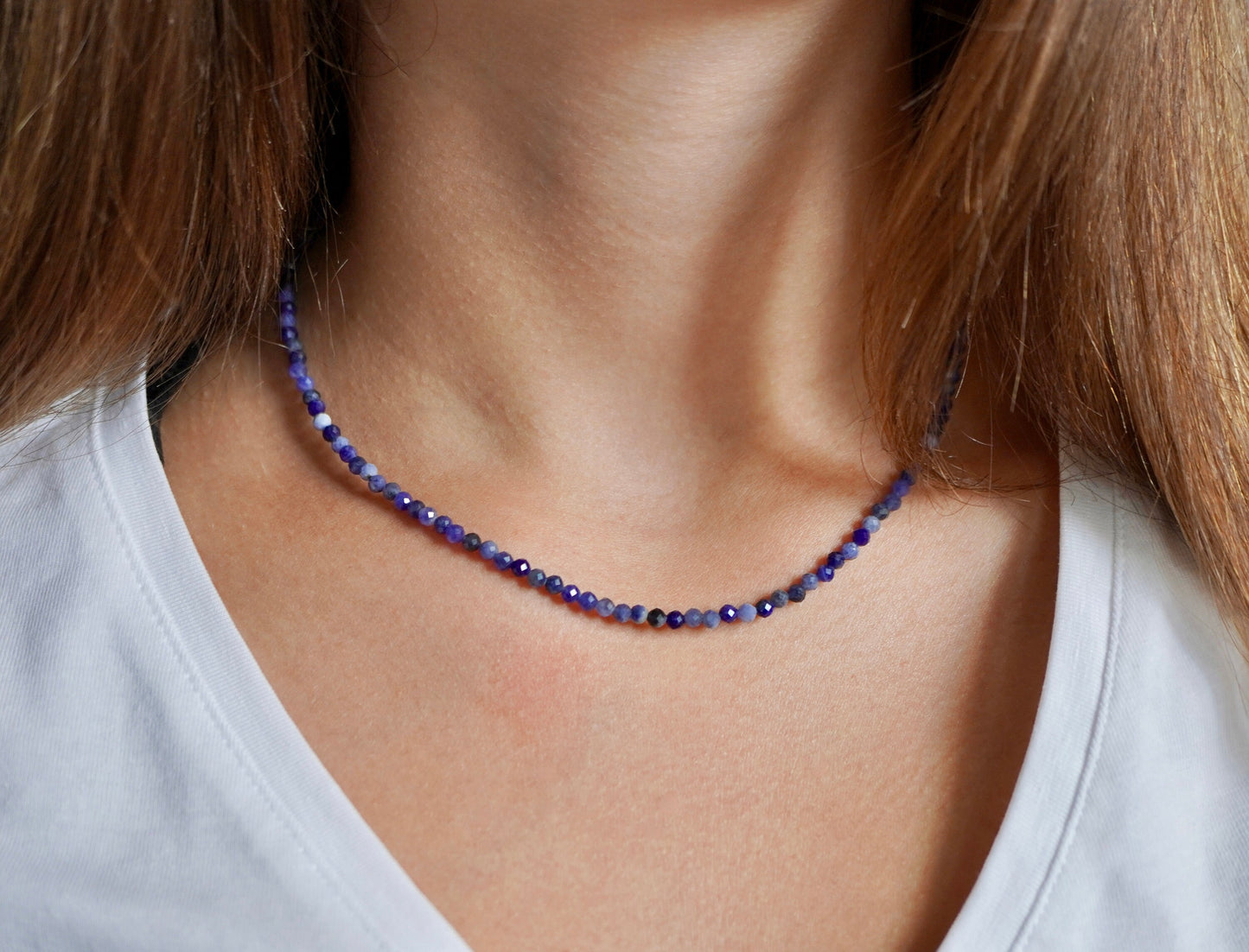 Faceted Sodalite Necklace * Blue stone necklace * Gift for her * Feminine