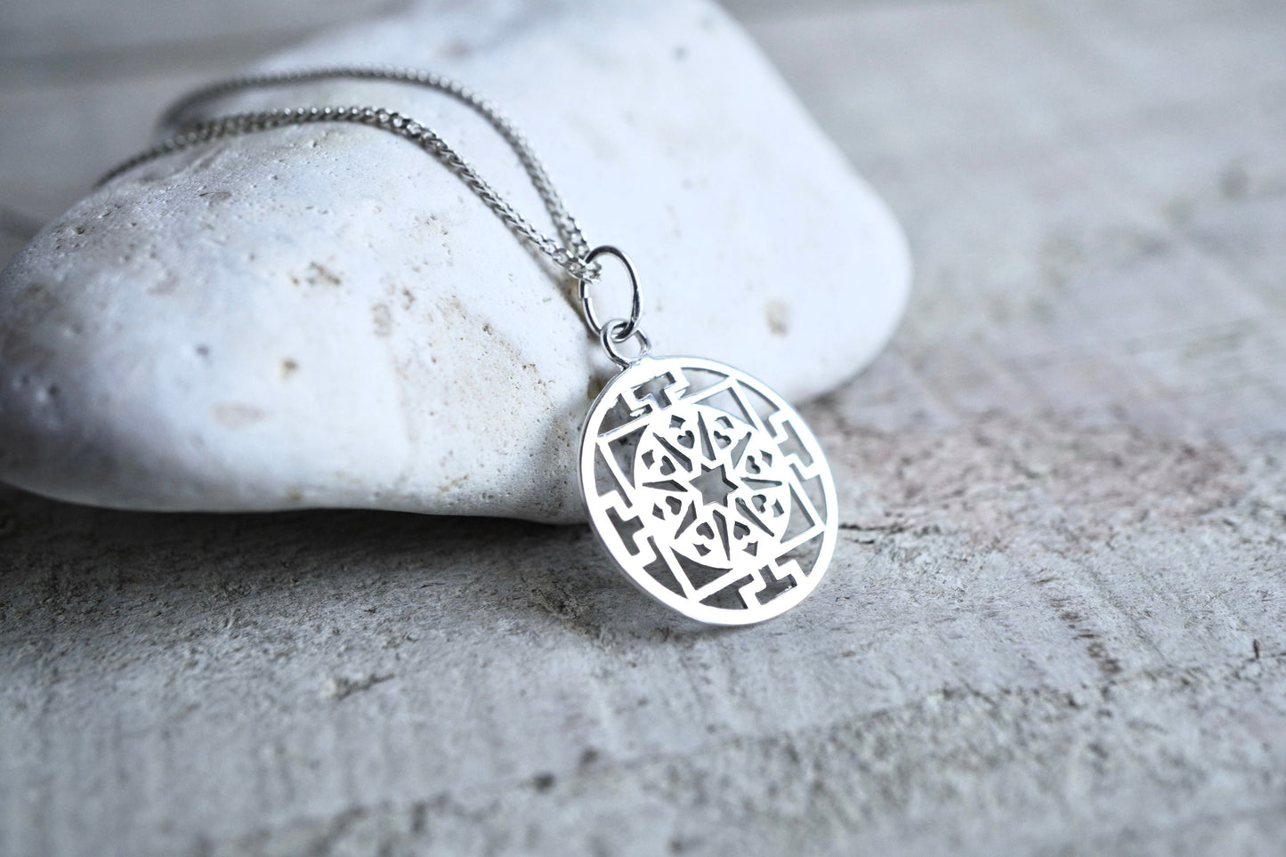 Sterling Silver Yantra Necklace * Silver Yantra * Gift for her * Meditation symbol *