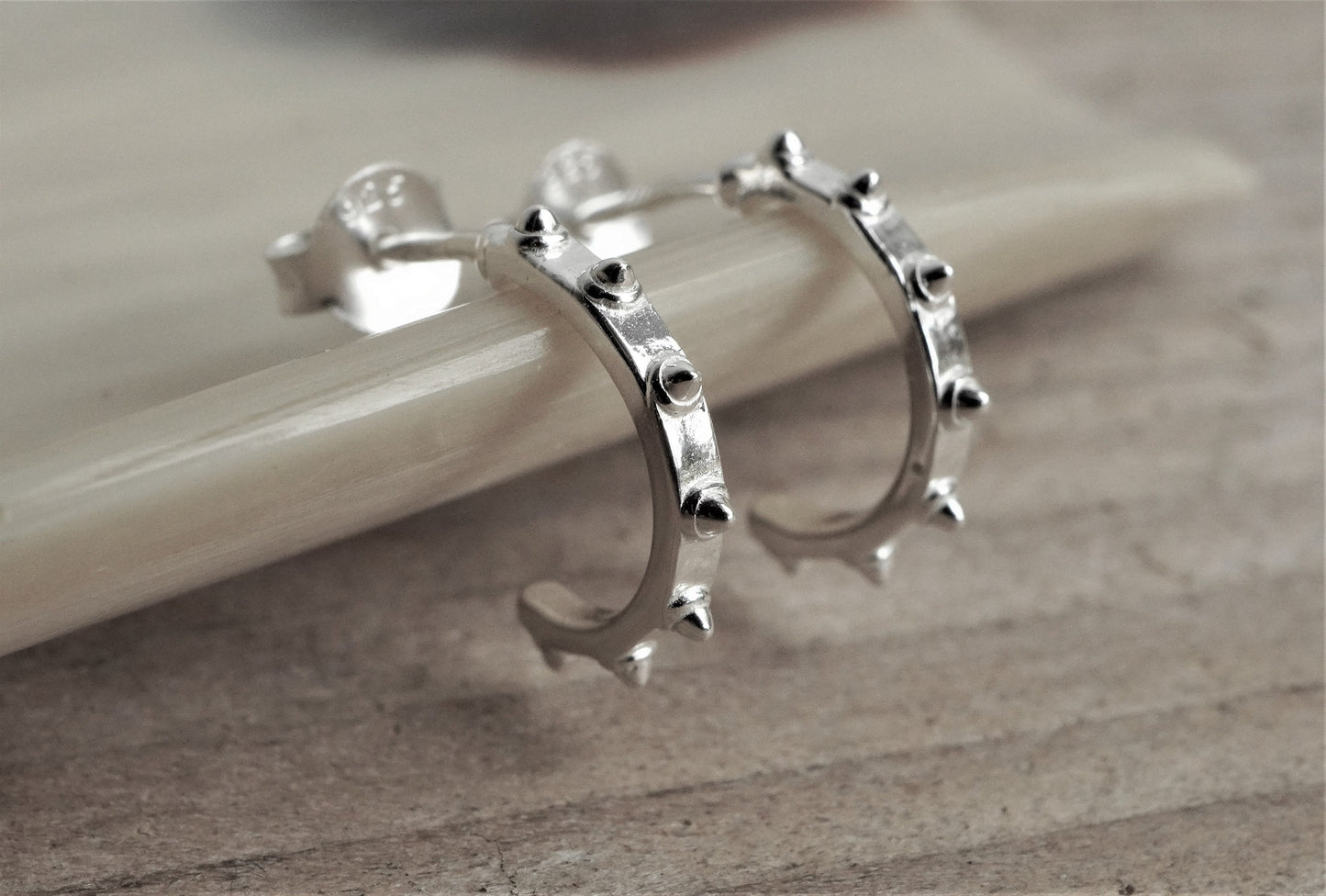 Sterling Silver Dainty Half Hoop Earrings * Feminine earrings * Boho hoop
