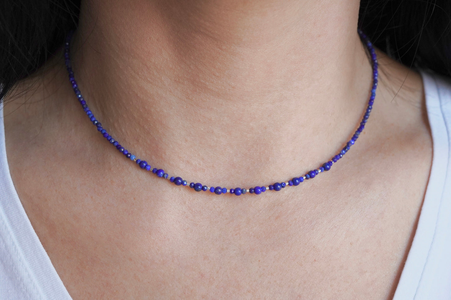 Dainty Lapis Lazuli Sterling Silver Necklace * September Birthstone * Layered necklace * Gift for her * Feminine jewellery