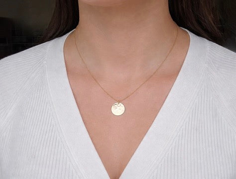 Gold Hammered 16mm Disc Necklace * Minimalist * Feminine * Ethnic * Delicate necklace