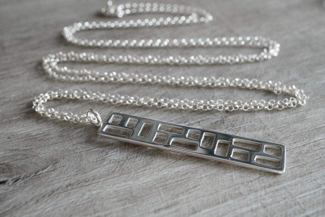 Sterling Silver Geometric Earrings * Geometric Long Necklace * Gift for her