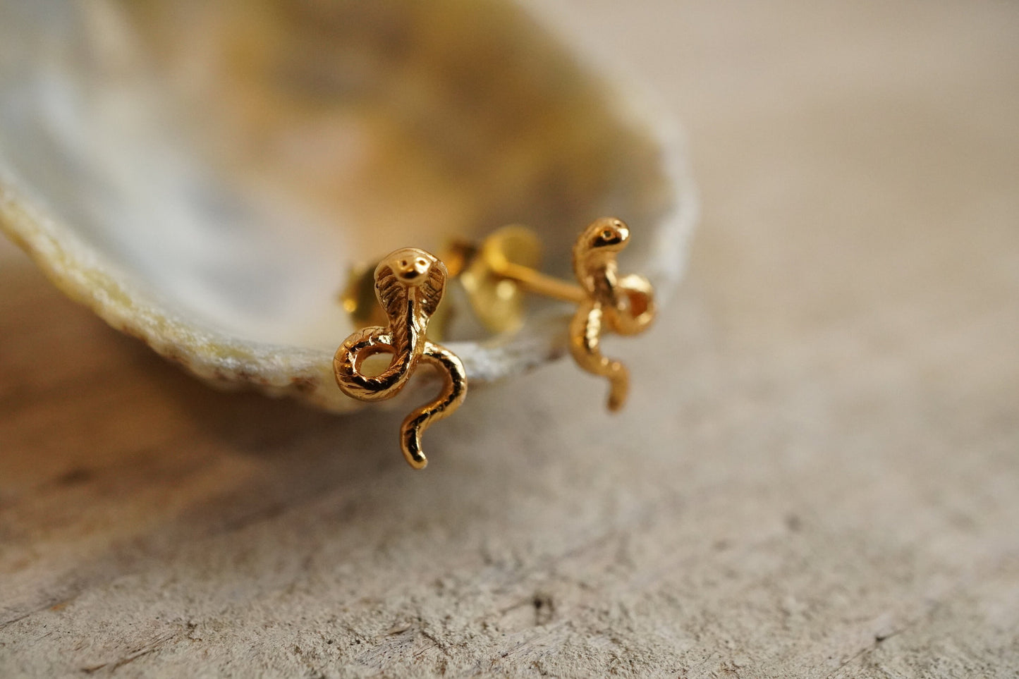 Tiny Cobra Stud Earrings * Sterling Silver * Snake jewellery
