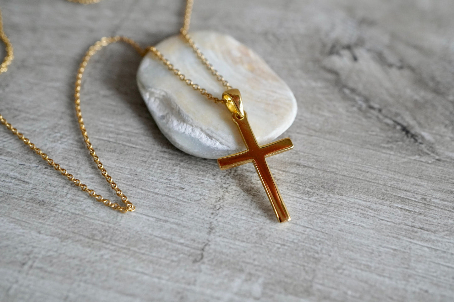 Sterling Gold Cross Necklace * Silver Cross * Gift for her * Plain Cross *