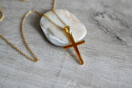 Sterling Gold Cross Necklace * Silver Cross * Gift for her * Plain Cross *
