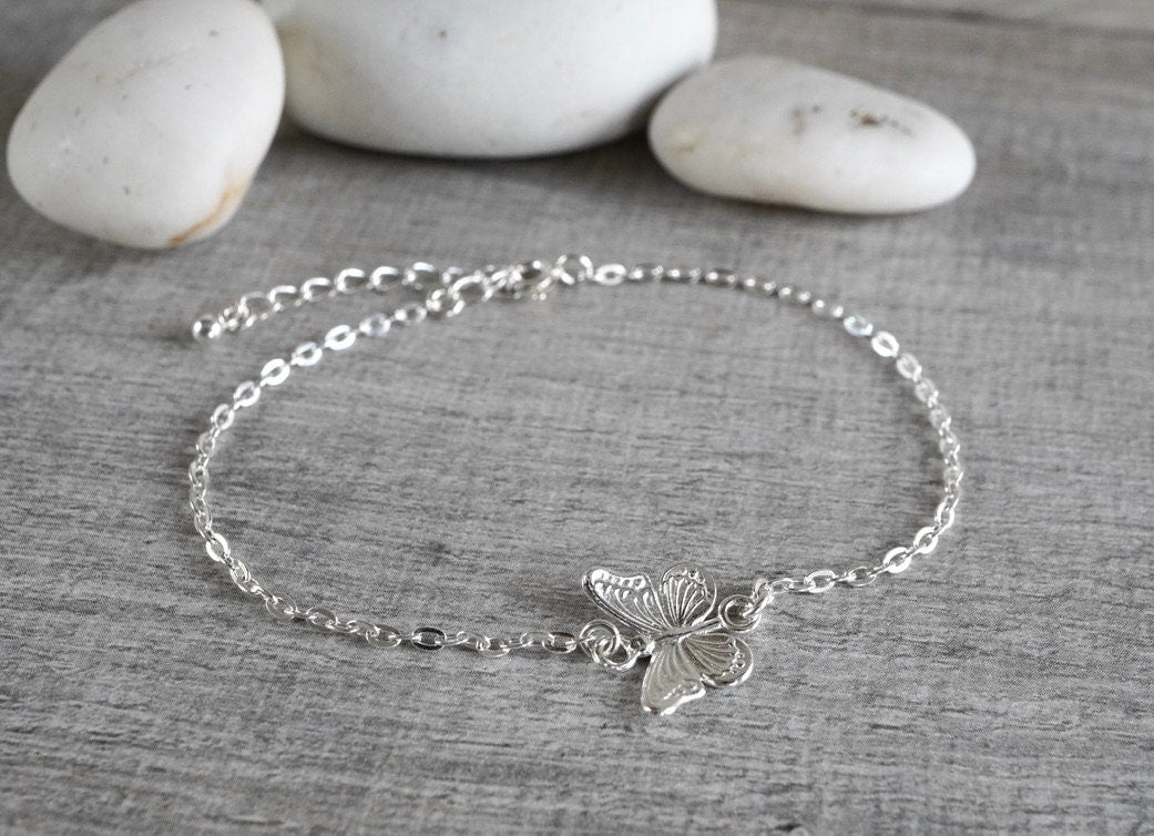Butterfly Sterling Silver Dainty Bracelet * Butterfly jewellery * Gift for her