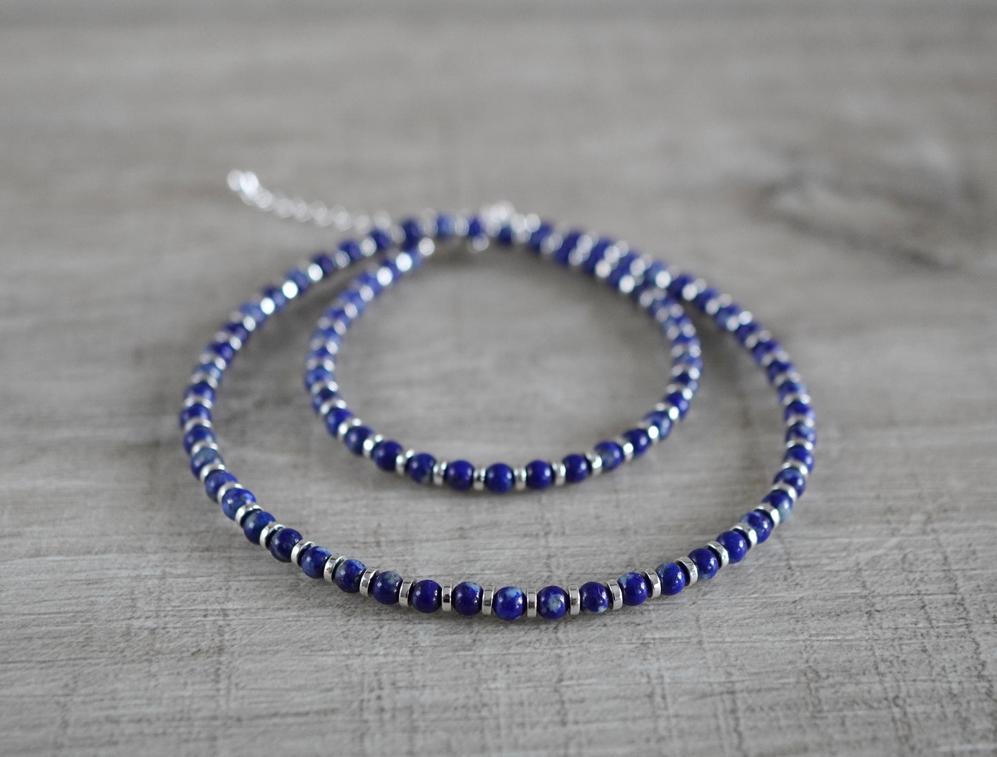 Lapis Lazuli Hematite Necklace * Blue Necklace * Sept birthstone