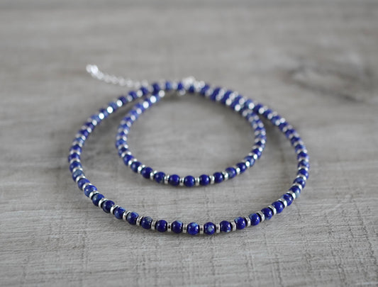 Lapis Lazuli Hematite Necklace * Blue Necklace * Sept birthstone