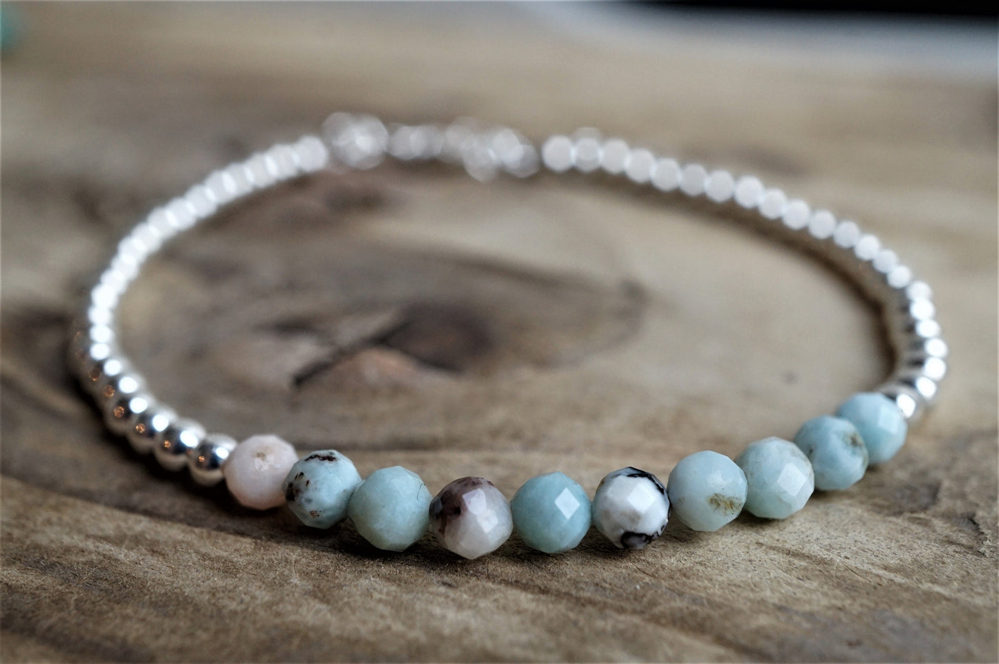 Larimar Sterling Silver Bead Bracelet * Larimar Jewelry * Dainty bracelet * Gift for her * Feminine
