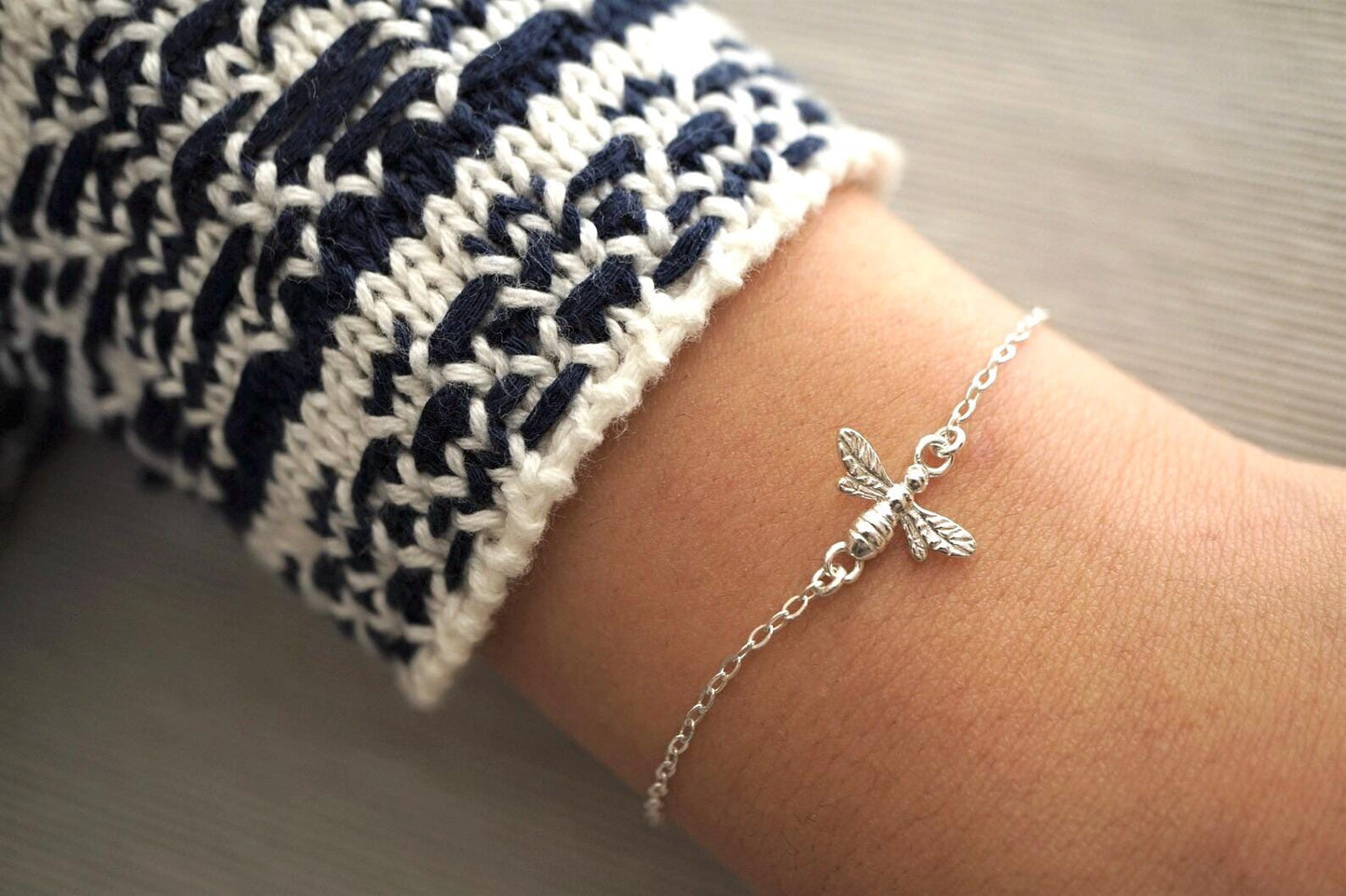 Bee Sterling Silver Dainty Bracelet * Layered Bracelet * Bee fan * HoneyBee * Gift for her