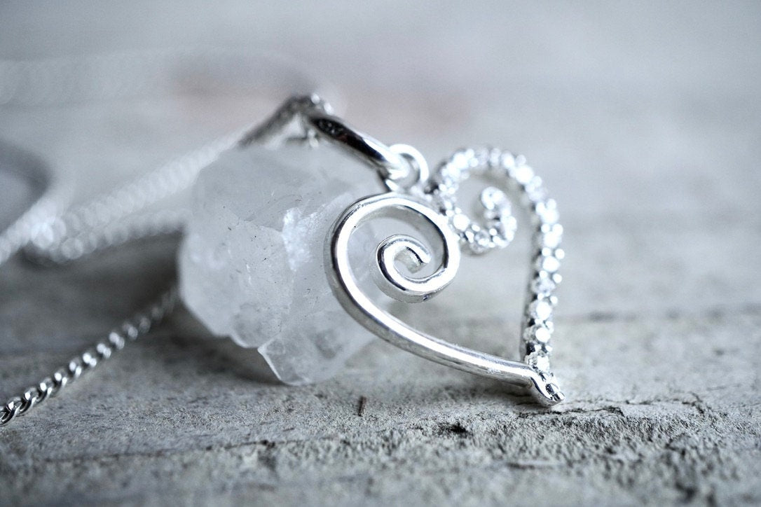 Heart Charm Carole Sterling Silver Delicate Carole* Silver* Gift for her* Feminine