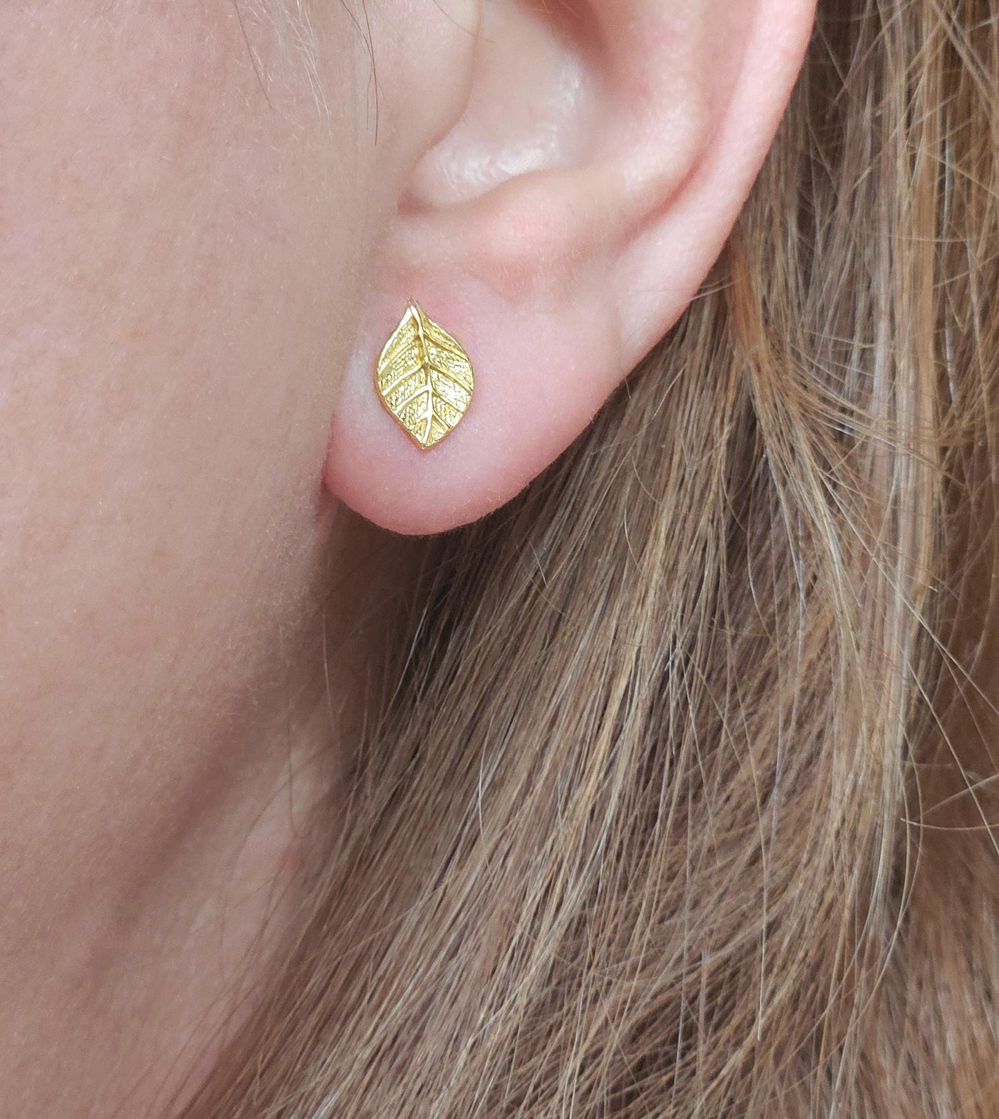 Gold Sterling Silver  Leaf Stud* Dainty* Gift for her* Feminine*