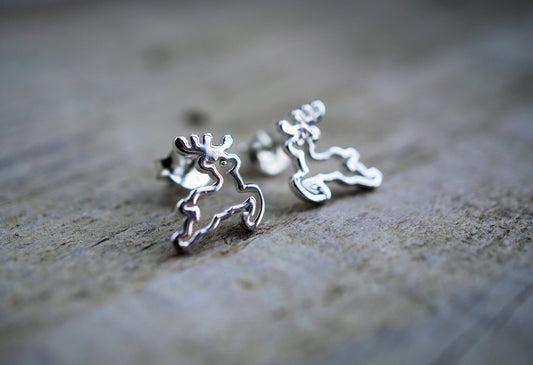 Deer Stud Sterling Silver * Christmas earrings * Gift for her