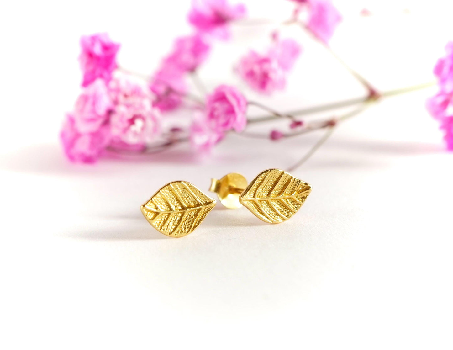 Gold Sterling Silver  Leaf Stud* Dainty* Gift for her* Feminine*
