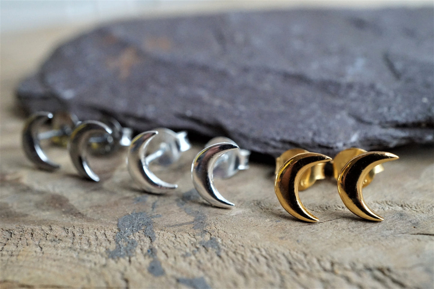 Sterling Silver Crescent Moon Earrings * Stud earrings * Moon jewelry * Gift for her