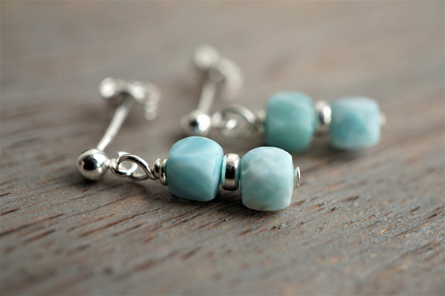 Cute Amazonite Cube Sterling Silver Stud Earrings * Small earrings * Lightweight earrings * Bridesmaid gift