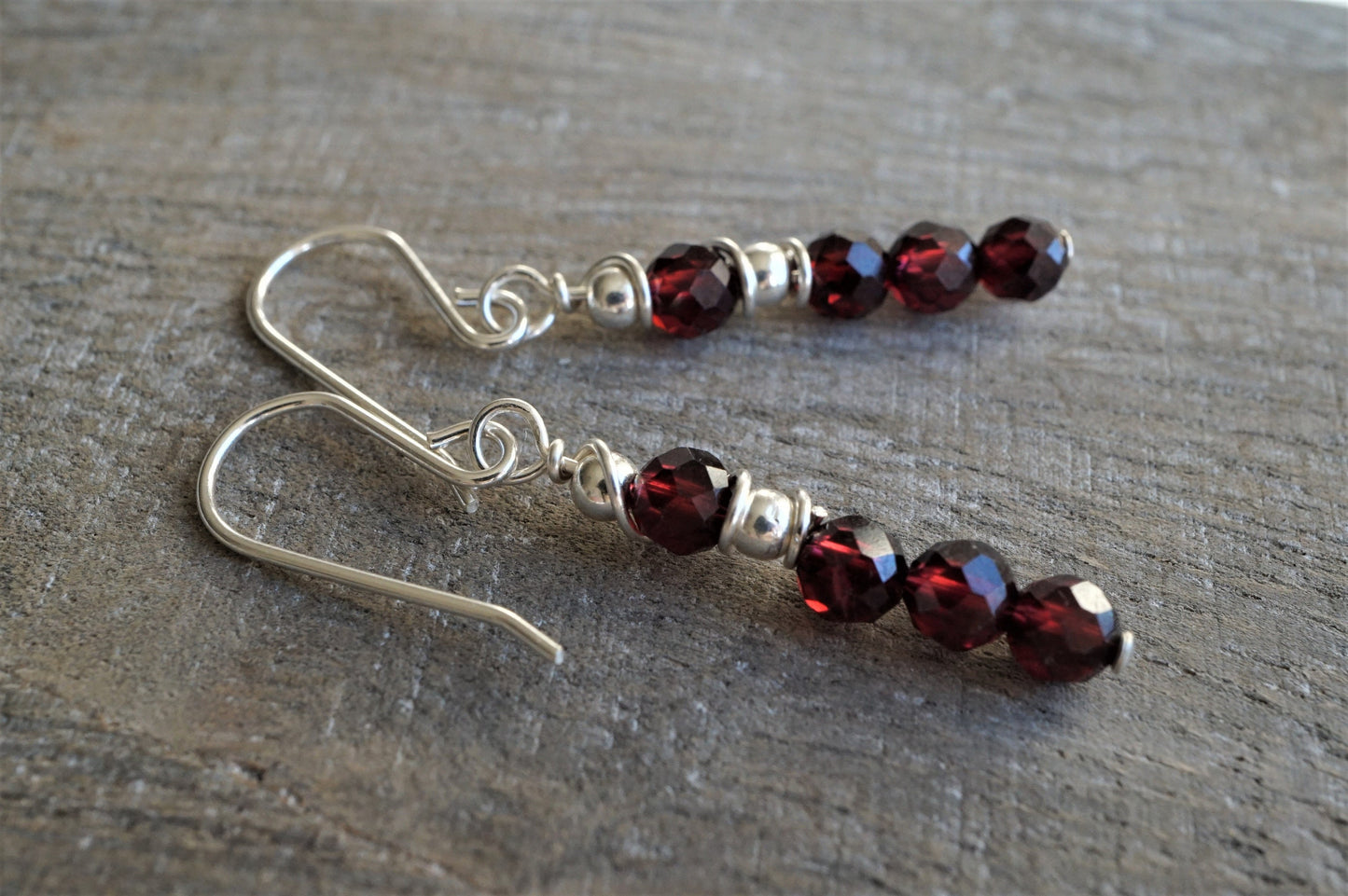 Garnet Sterling Silver Earrings* January Birthstone* Garnet Jewelry* Dainty earrings* Gift for her* Feminine* Talisman stone