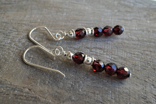 Garnet Sterling Silver Earrings* January Birthstone* Garnet Jewelry* Dainty earrings* Gift for her* Feminine* Talisman stone