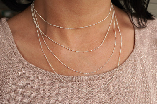 Satellite Sterling Silver Necklace * Pendant chain * Feminine * Layered necklace * Dainty necklace