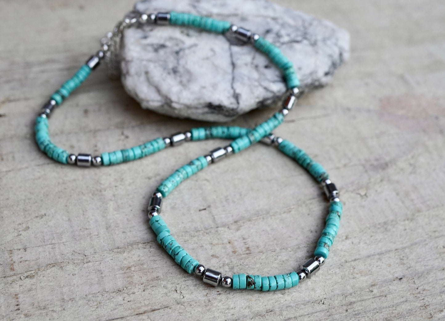 Turquoise Silver Choker Necklace* Summer choker * Bohemian necklace