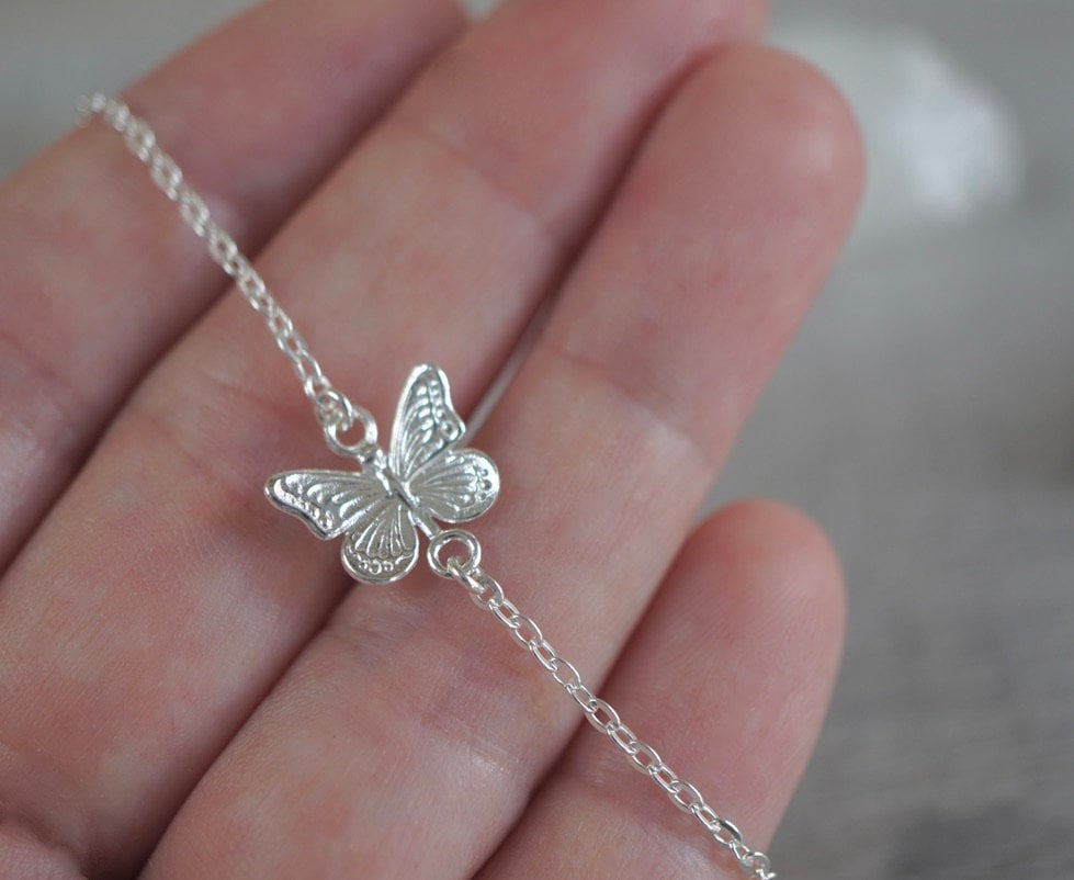 Butterfly Sterling Silver Dainty Bracelet * Butterfly jewellery * Gift for her