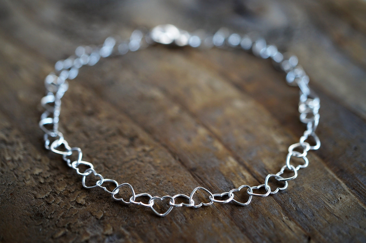 Heart Link Chain Sterling Silver Choker *Feminine *Dainty necklace *Heart gift for her