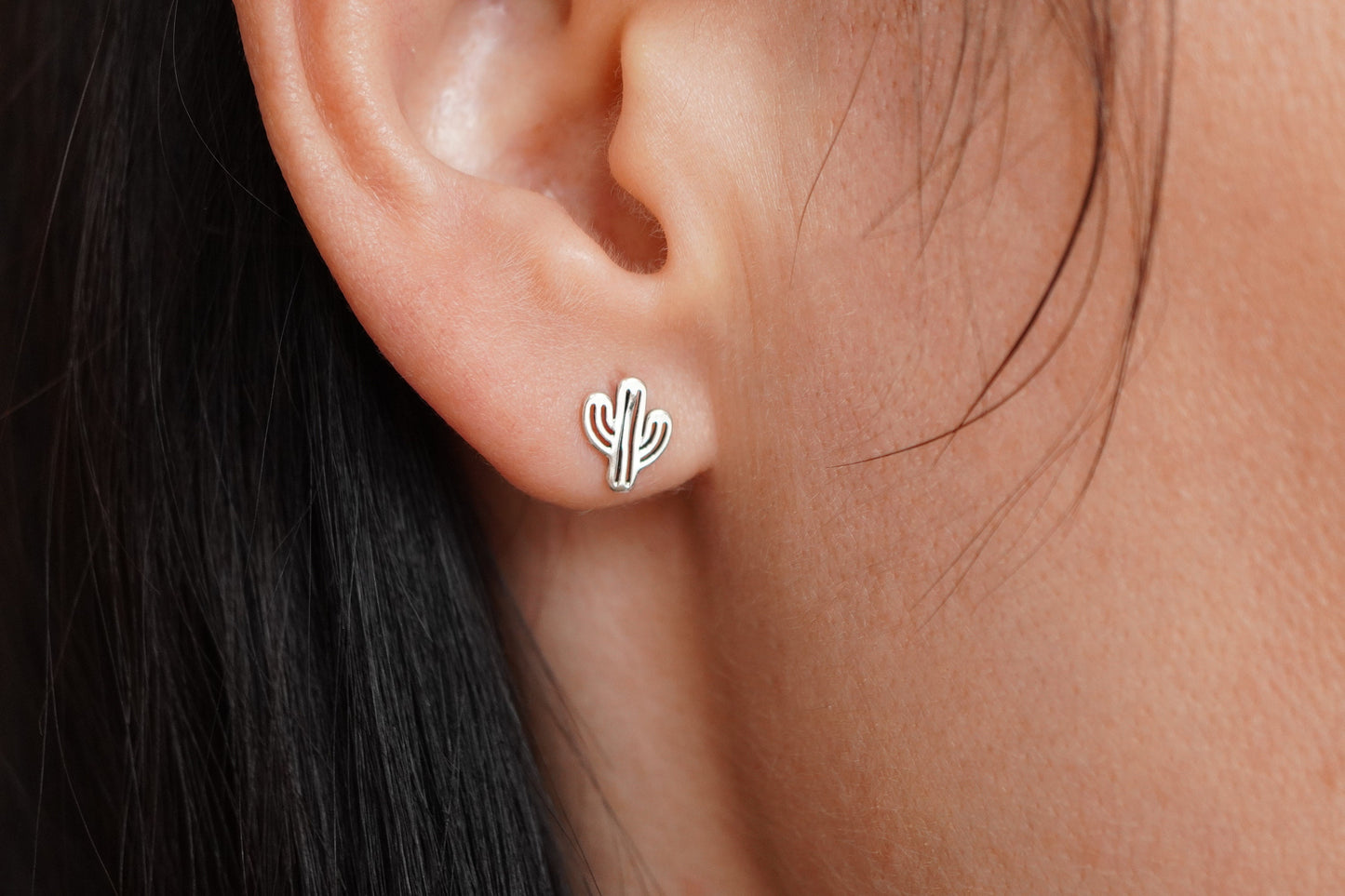 Sterling Silver Cactus Stud * Cactus jewelry * Summer stud * Cactus fan