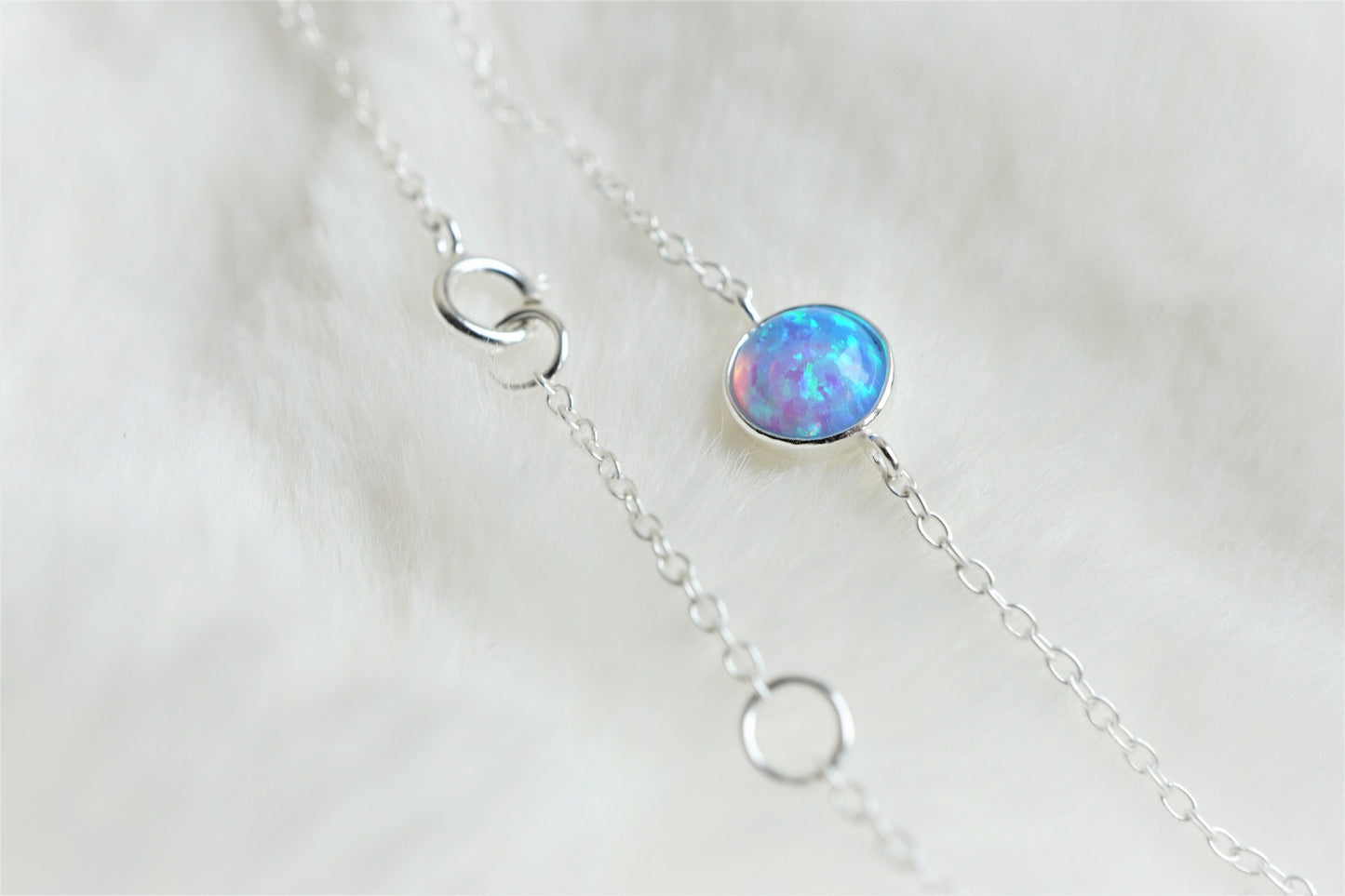 Opal Sterling Silver Dainty Stud & Bracelet Set*  Feminine Dainty bracelet * Opal jewellery