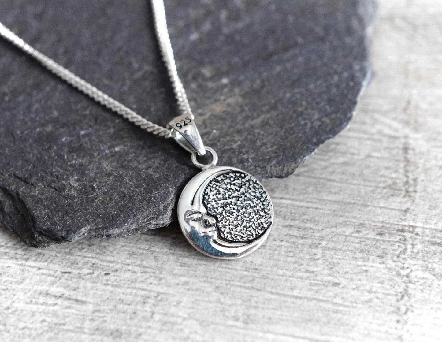 Sterling Silver Sun & Moon Necklace * Dainty necklace * Double sided pendant