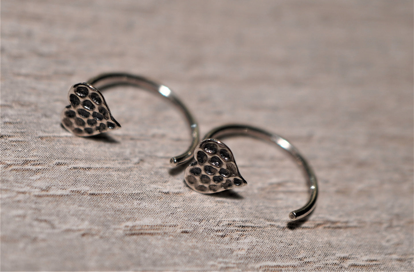 Sterling Silver Hugging Heart Hoop Earrings * Minimalist earrings * Feminine jewelry