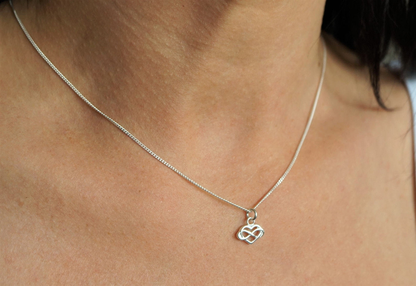 Infinity in Heart Sterling Silver Delicate Necklace* Dainty* Gift for her* Feminine* Celtic heart