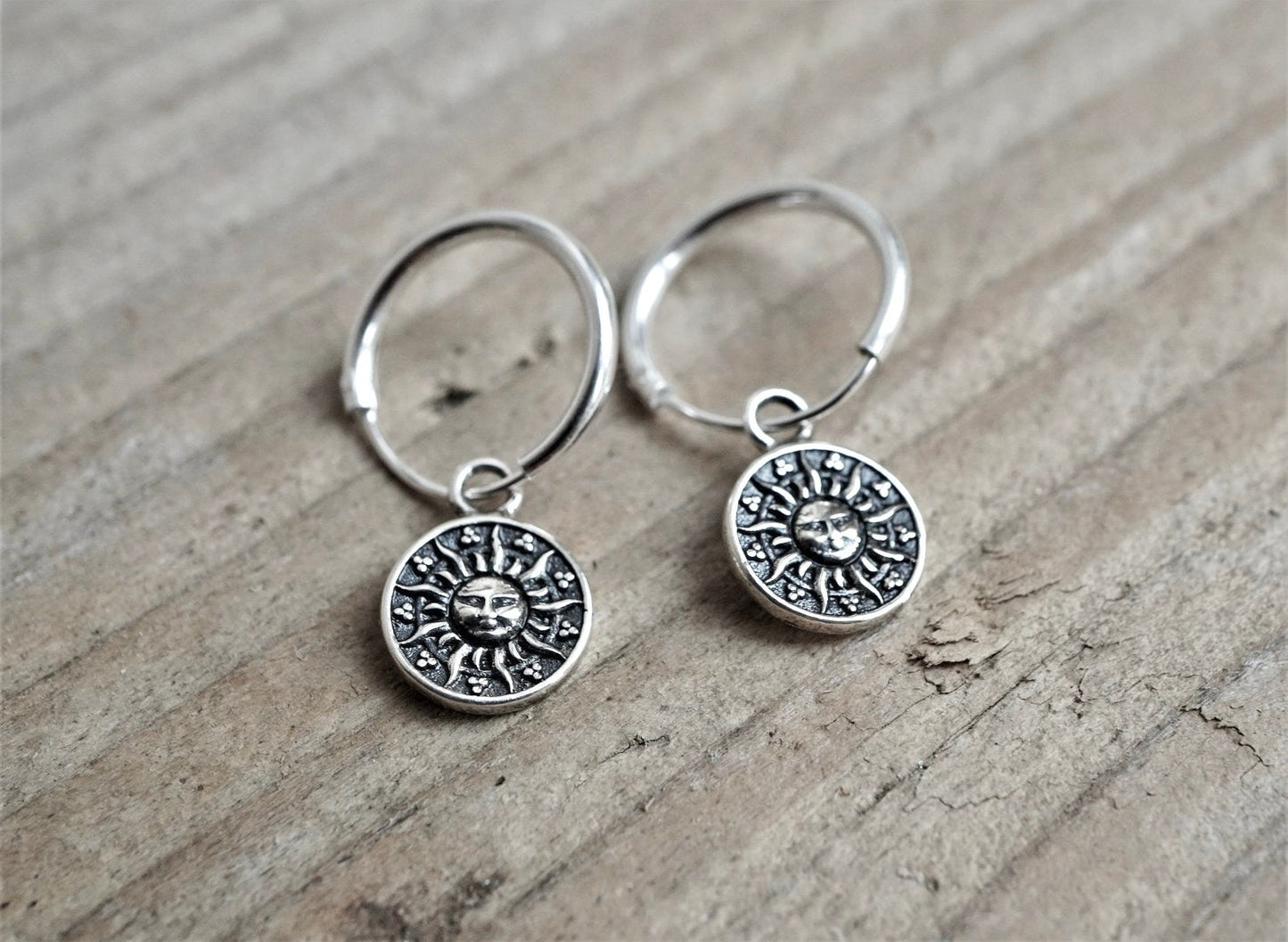 Sterling Silver Sun Hoop earrings * Boho earrings * Summer earrings * Hoop jewellery
