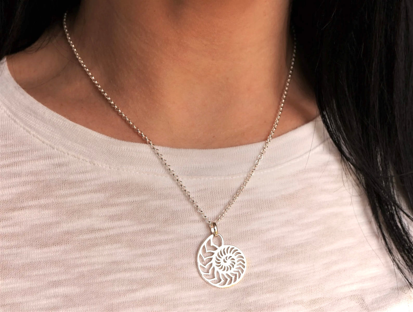 Sterling Silver Shell necklace  * Summer necklace * Ammonite shell * Sea * Beach jewellery