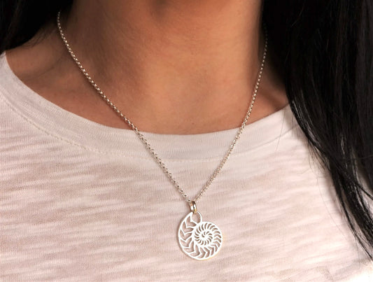 Sterling Silver Shell necklace  * Summer necklace * Ammonite shell * Sea * Beach jewellery