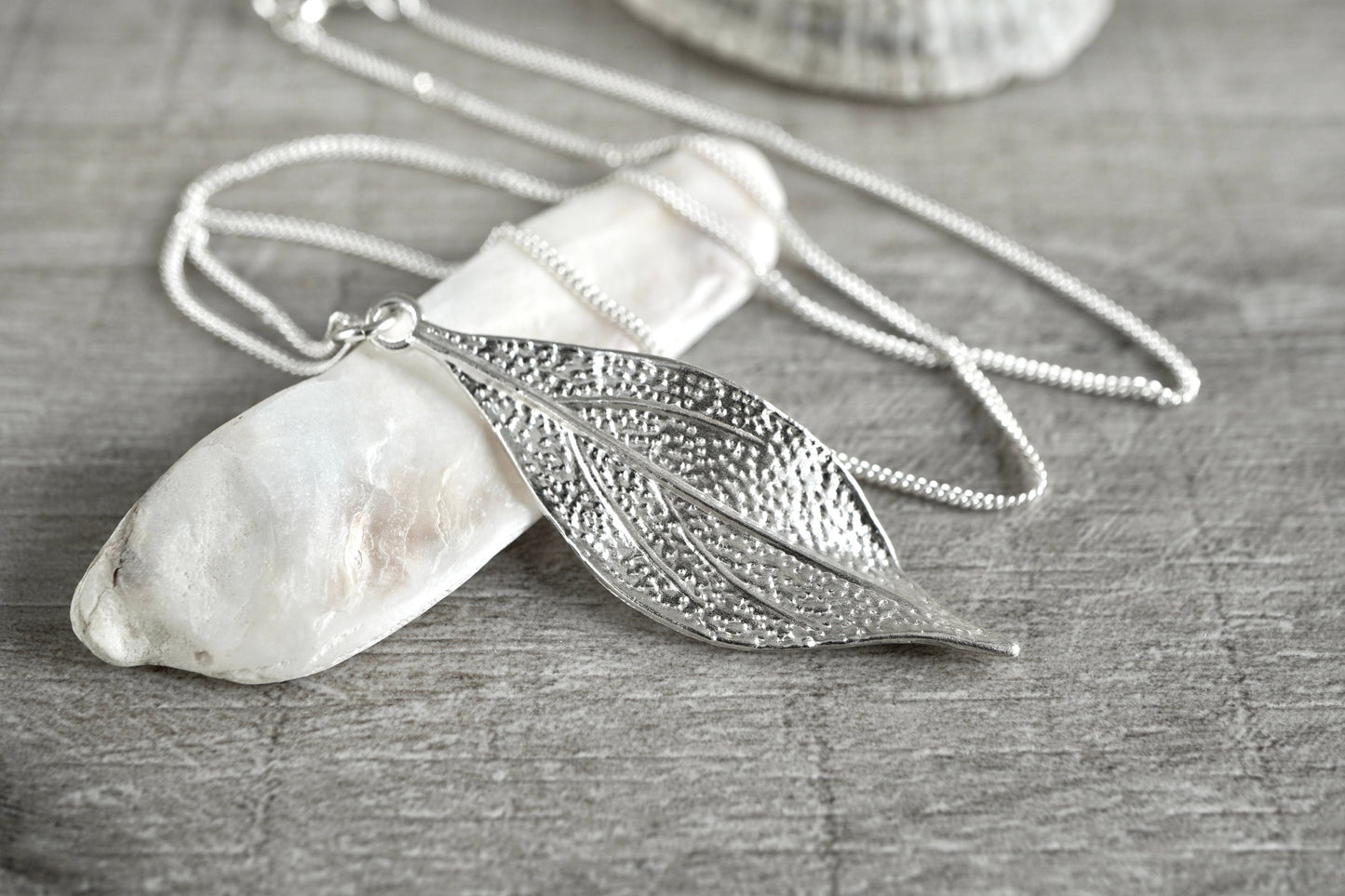 Cute "Fluttering" Leaf Silver Necklace * Sterling Silver Necklace *
