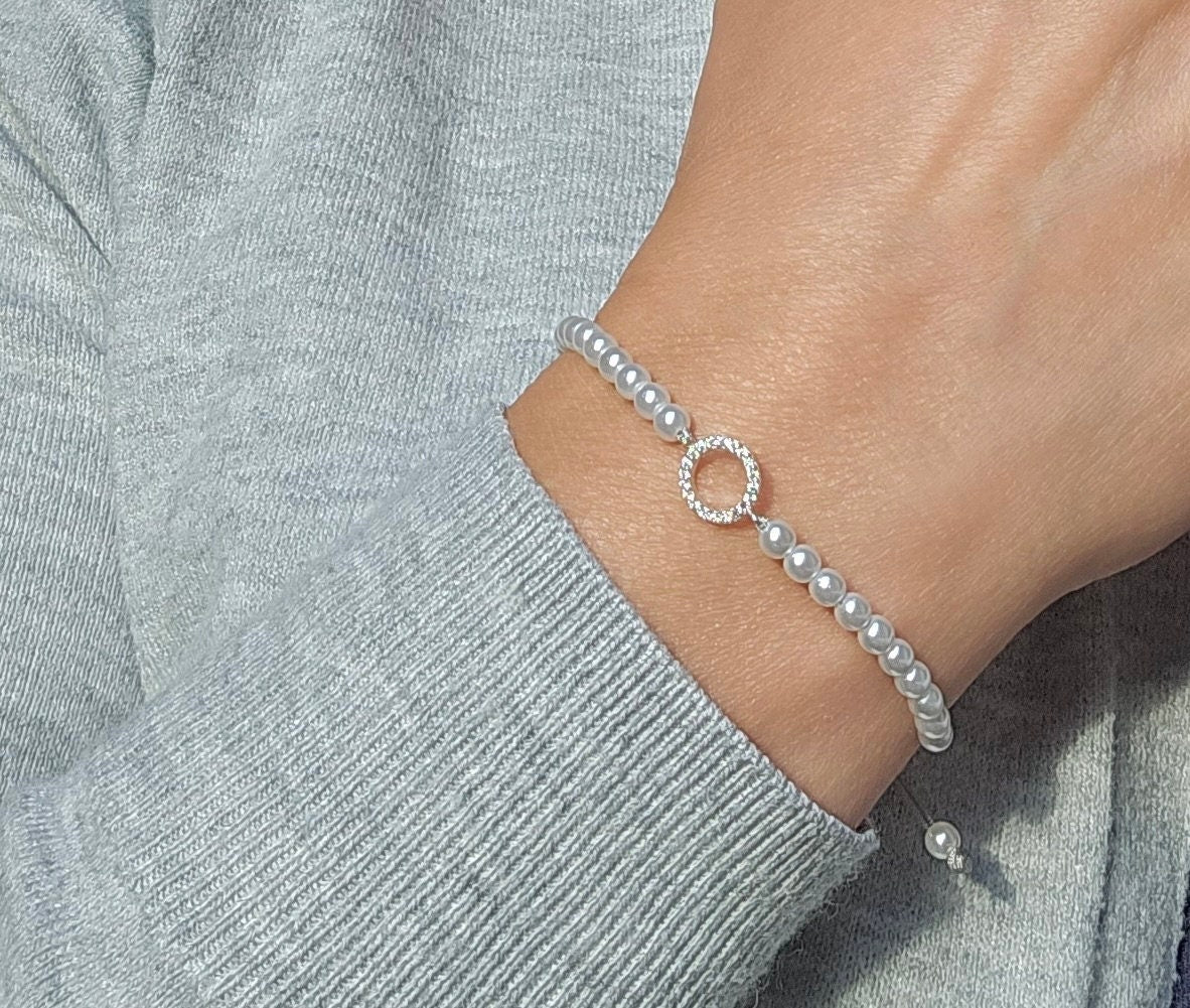 Sparkly Circle Cord Bracelet * Feminine * Layered Bracelet *