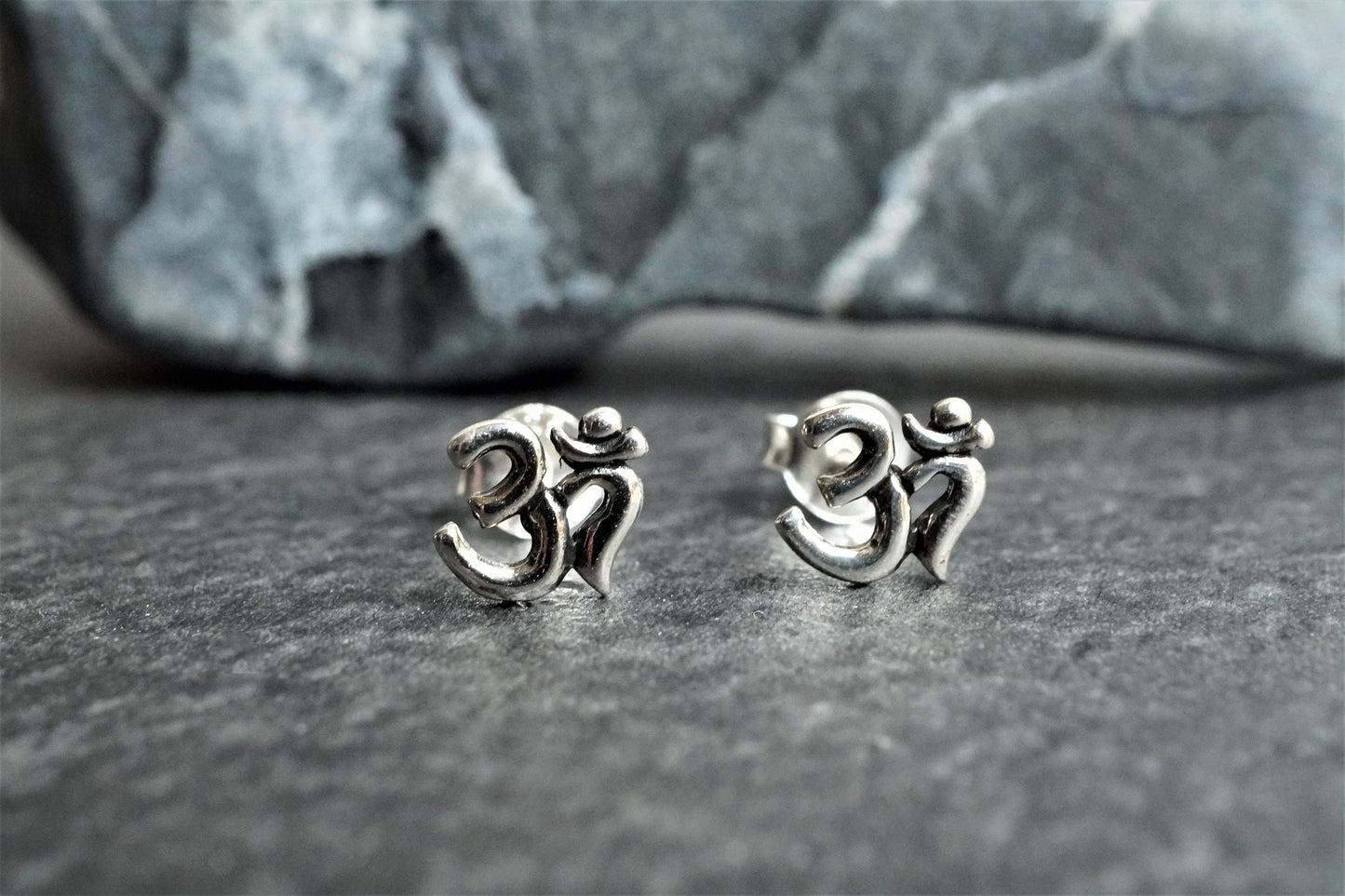 Ohm Sterling Silver Stud * Yoga jewellery * Om earrings * Ancient symbol