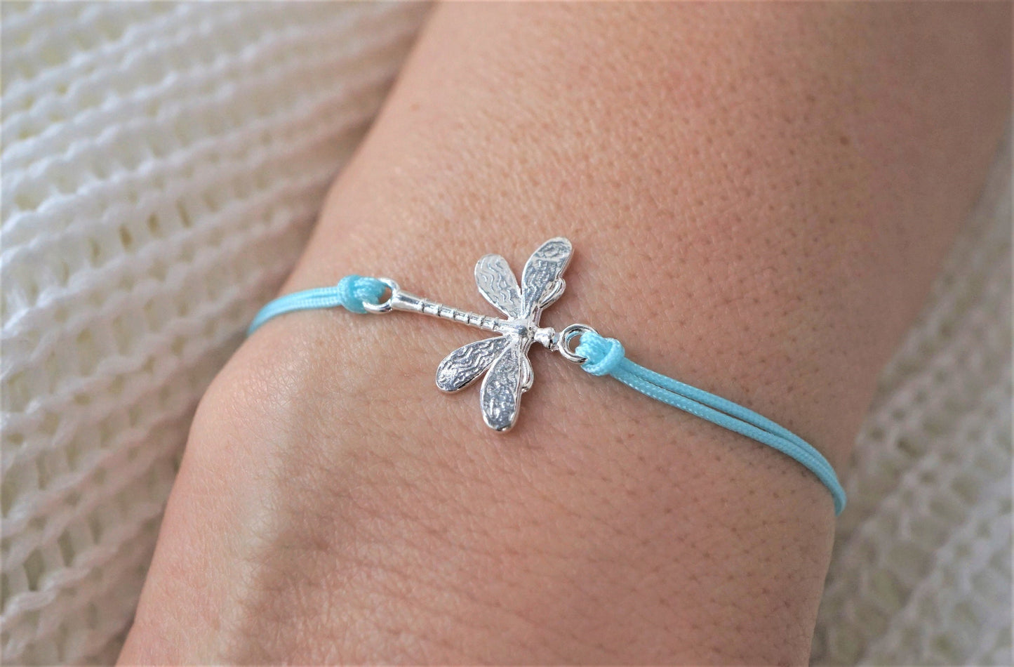 Dragonfly Sterling Silver Cord Bracelet • Adjustable Friendship Bracelet * Good Luck & Freedom Jewellery * Minimalist Gift