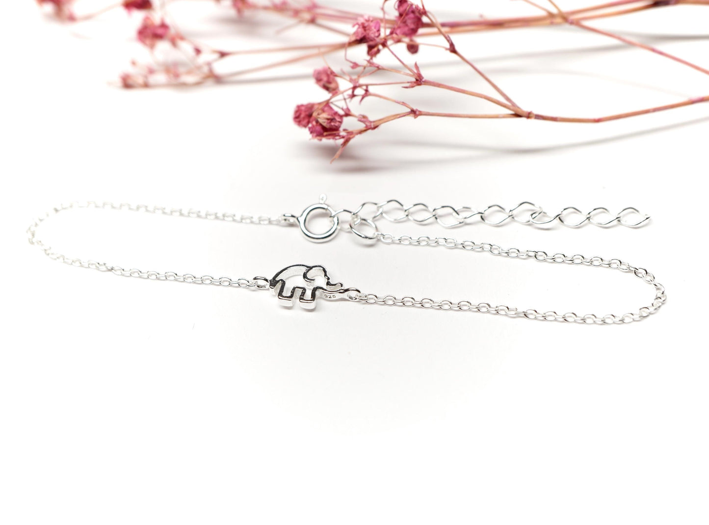 Tiny Elephant Sterling Silver Dainty Bracelet * Elephant bracelet *