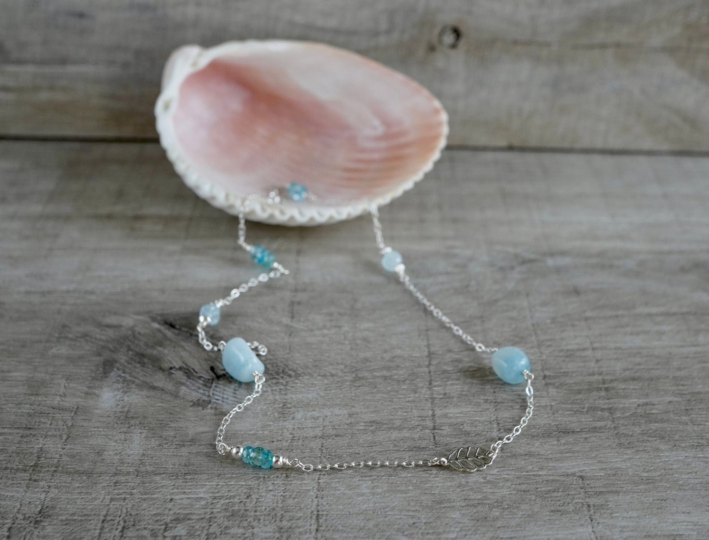 Aquamarine Sterling Silver Necklace * March Birthstone * Aquamarine Jewelry * Dainty Necklace * Gift for her * Feminine