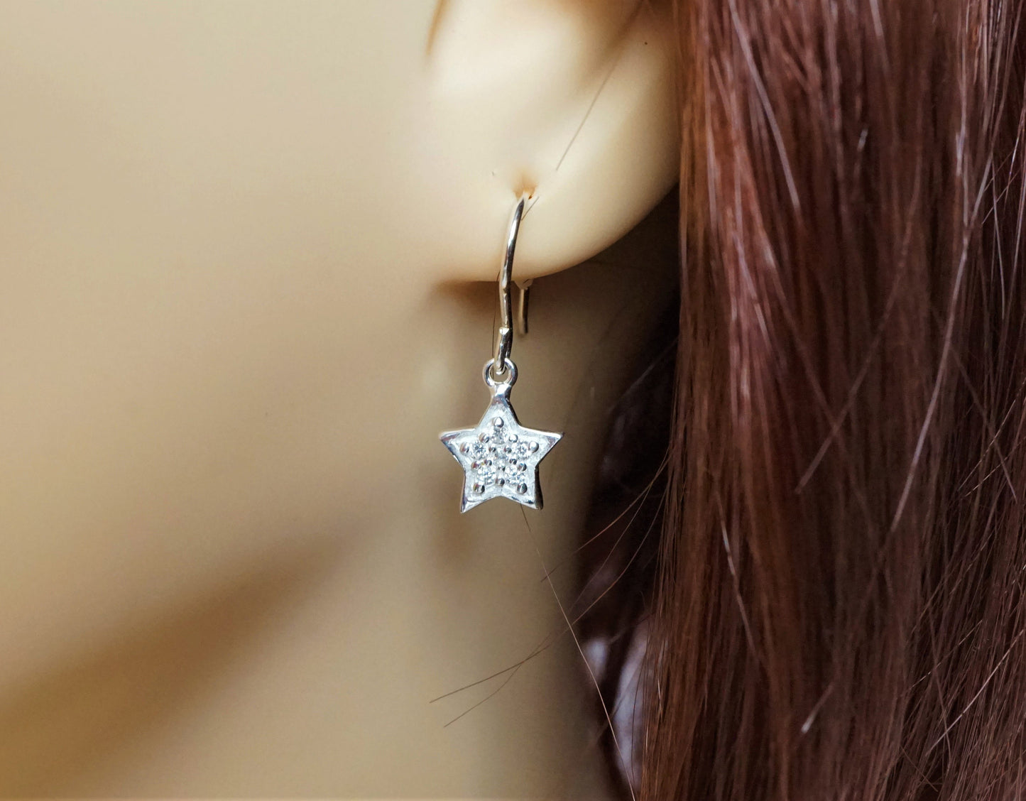 Sterling Silver Zirconia Earrings * Star jewellery * Heart gift