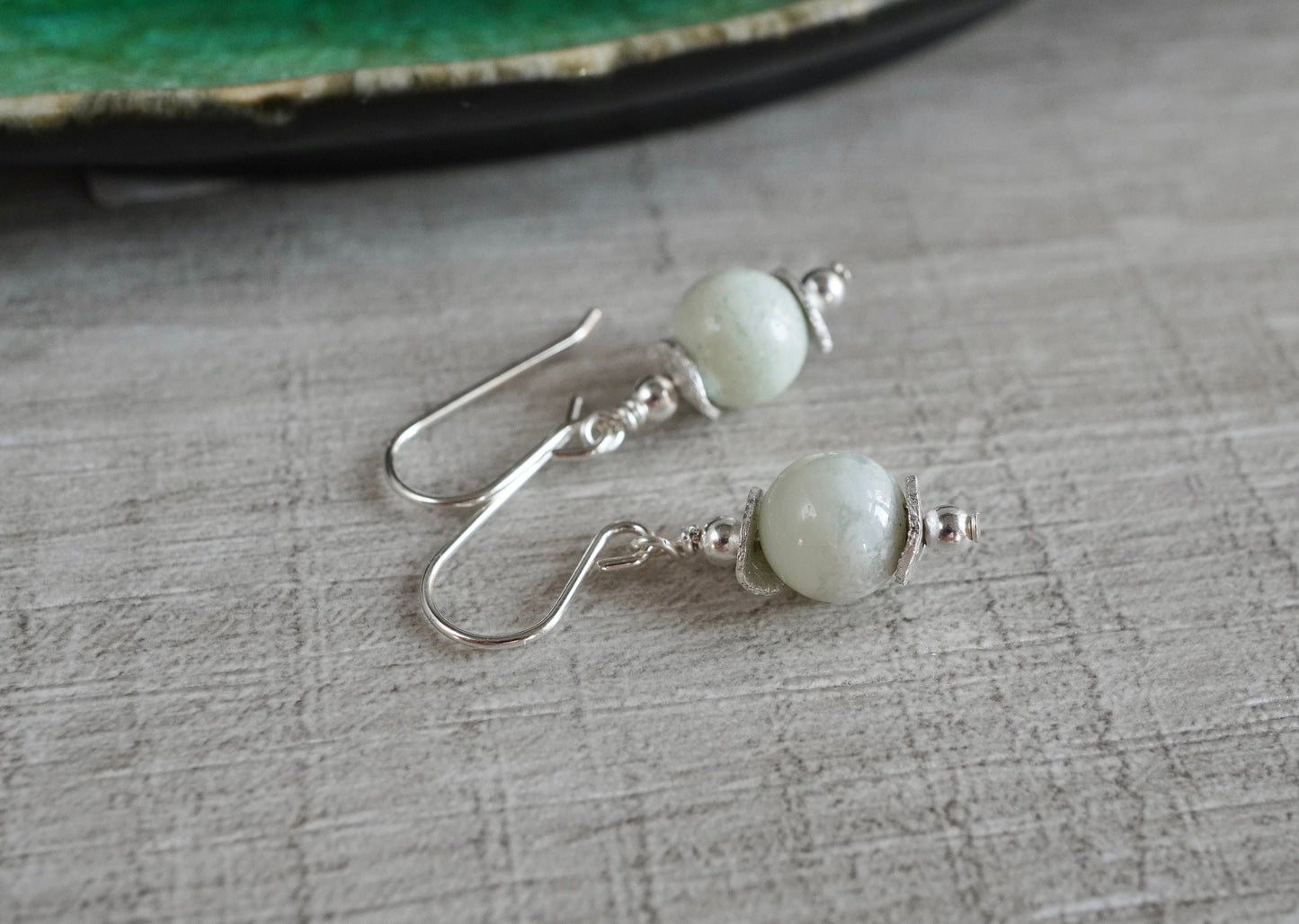 Chrysoprase Sterling Silver Earrings * May Birthstone * Stone earrings *