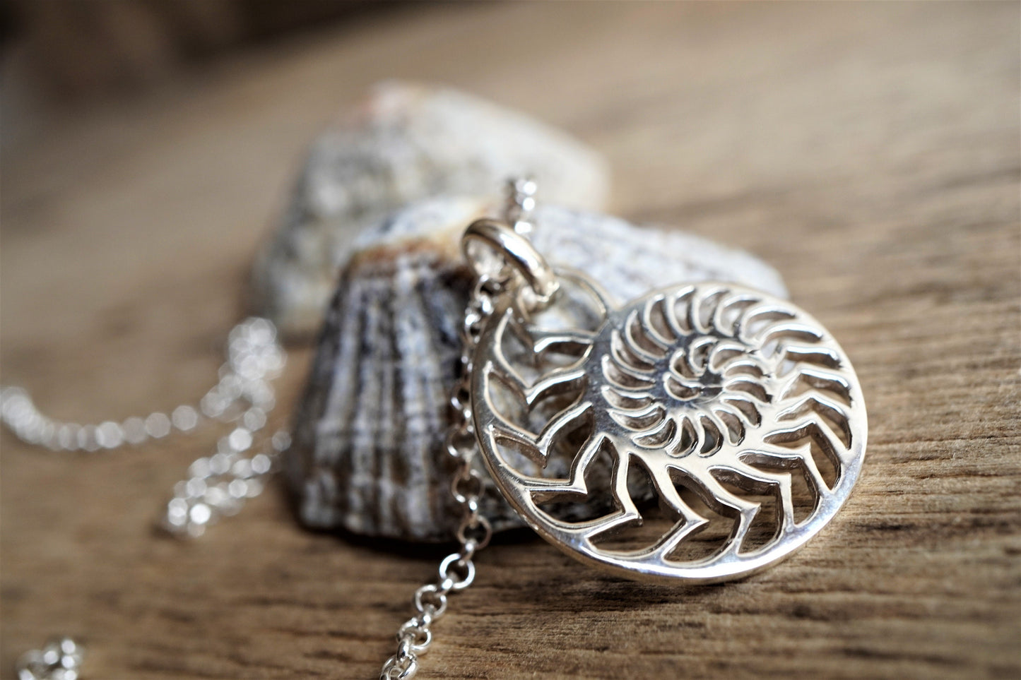 Sterling Silver Shell necklace  * Summer necklace * Ammonite shell * Sea * Beach jewellery