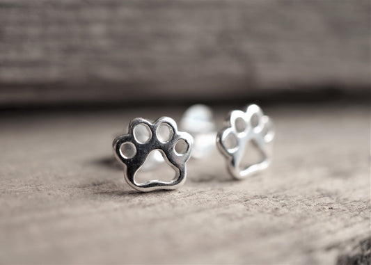 Paw Sterling Silver Stud Earrings